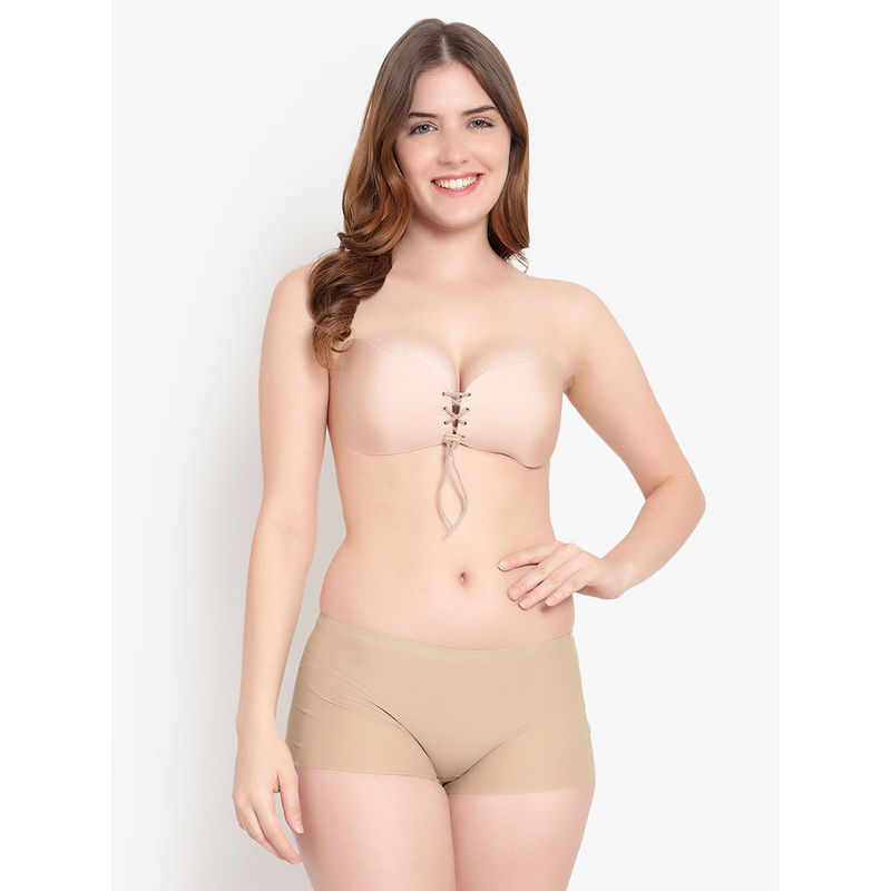 BRACHY Sticky Bra For Women Push Up Seamless Lift With Nipple Cover Strapless Bra Nude (34B)