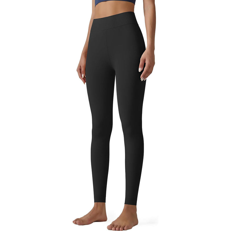 BRACHY Women Thigh High Lined Sheer Thermal Jegging Tights- Black (M)