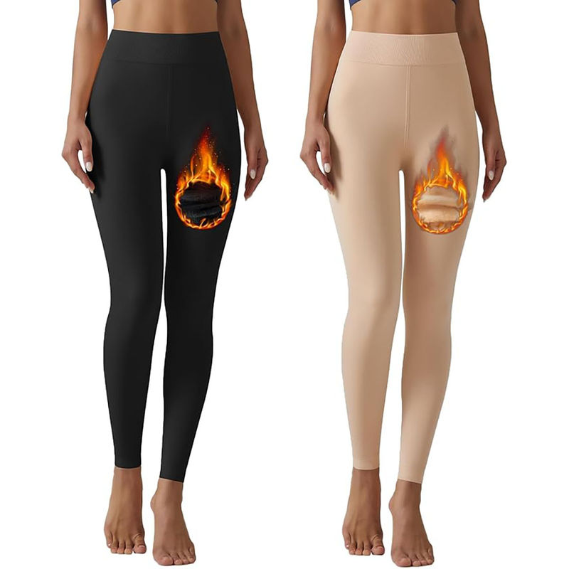 BRACHY Winter Warm Velvet Thermal Tights Elastic Fleece Lined Multi-Color (Pack of 2) (XL)