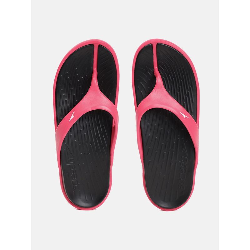 Speedo Women's Dual Colour Flip Flops - Black & Raspberry Fill (UK 4)