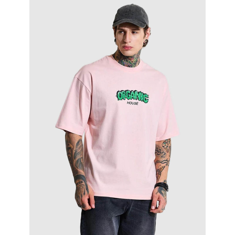 Snitch Light Pink Graphic Print Oversized Fit T-Shirt (L)