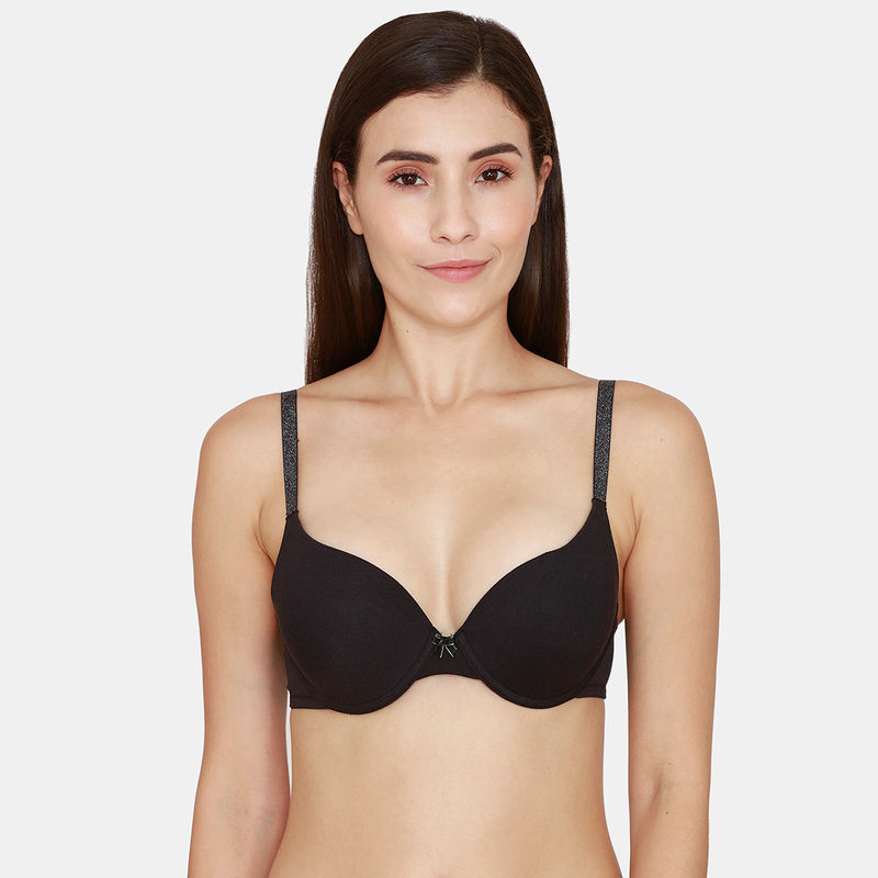 Zivame Glitter Straps Push Up Wired Medium Coverage Bra Black Buy