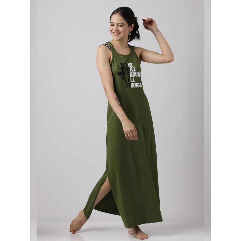 Slumber Jill Pesto Green Luxe Lounge Nightdress (2XL)