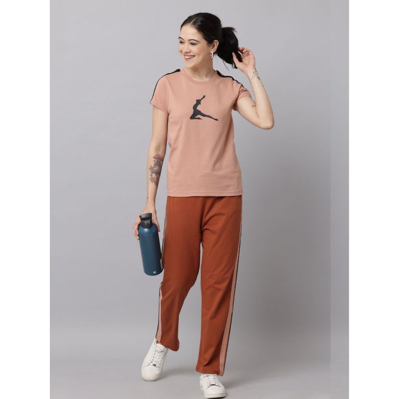 Slumber Jill Multi-Color Cafe Creme Snuggle Fit T-Shirt with Pant (Set of 2) (L)