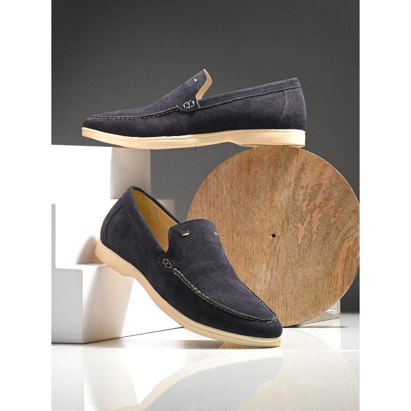CARLO ROMANO Navy Blue Color Suede Leather Moccasin Loafer Shoes For Men (UK 9)