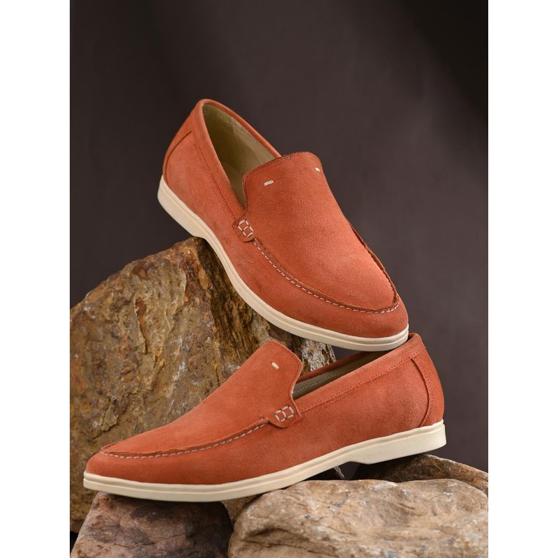 CARLO ROMANO Orange Color Suede Leather Moccasin Loafer Shoes For Men (UK 9)