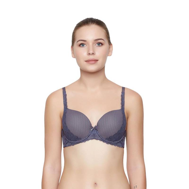Triumph Women Peony Charm Lace Detailed Padded Wired Everyday Bra - Grey (36B)