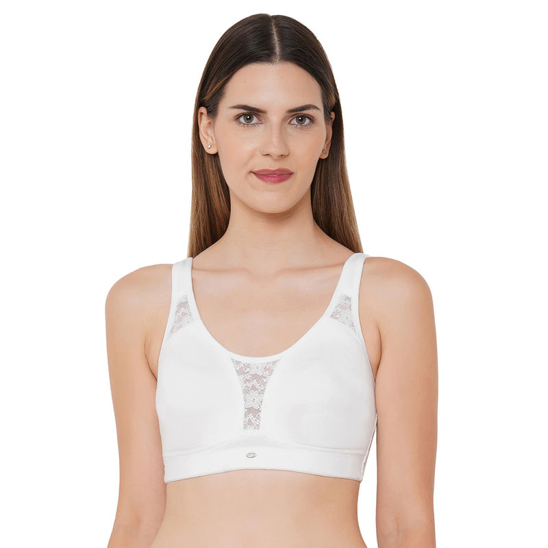 SOIE Non Padded Non-Wired Full Coverage Stretch Cotton Minimizer Bra-White (42D)