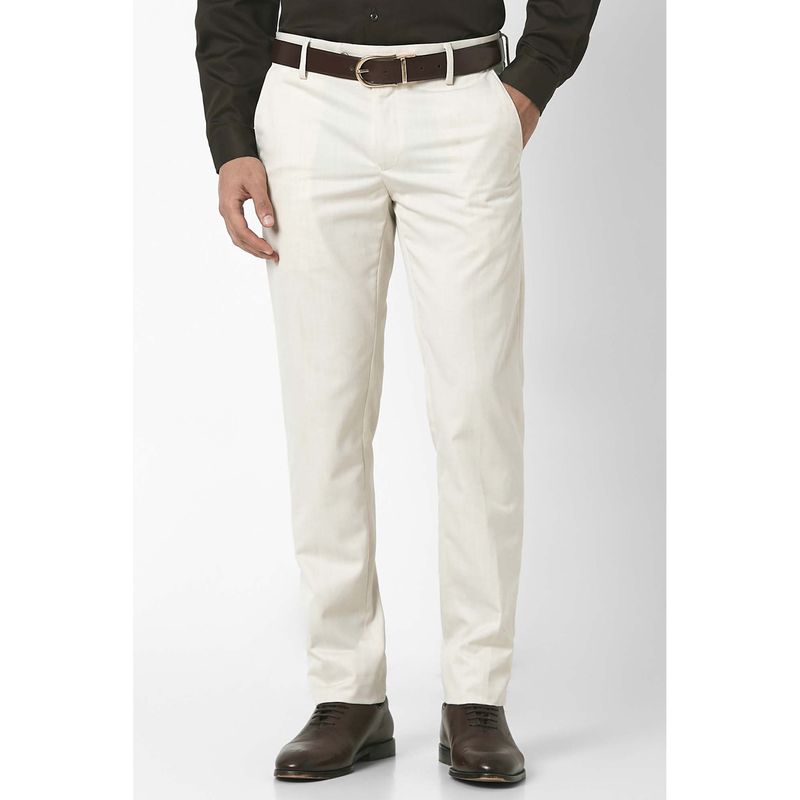 Peter England Men White Slim Fit Formal Trouser (36)