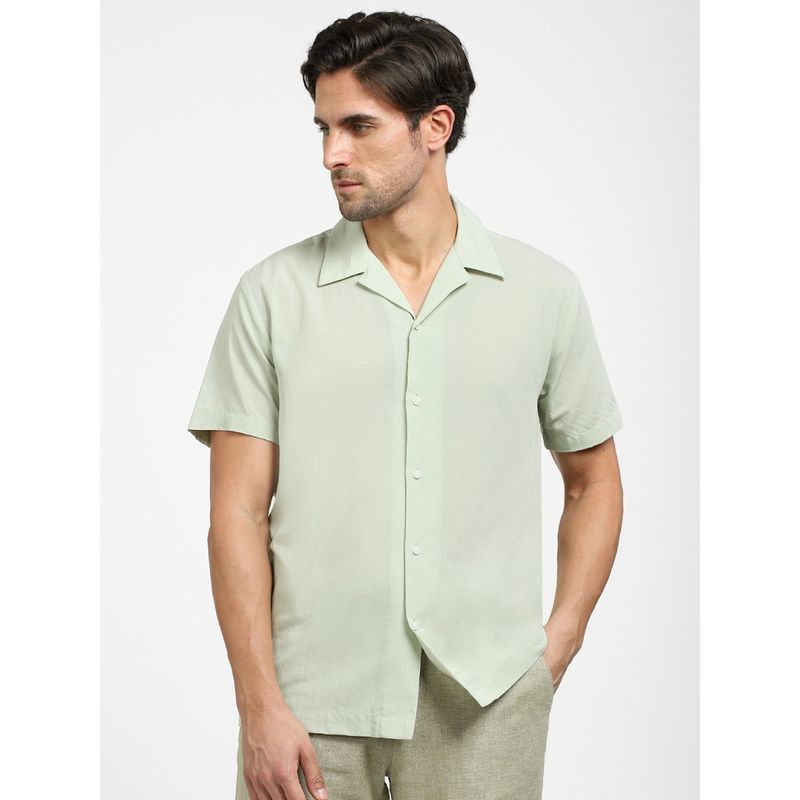 Selected Solid Casual Green Shirt (2XL)