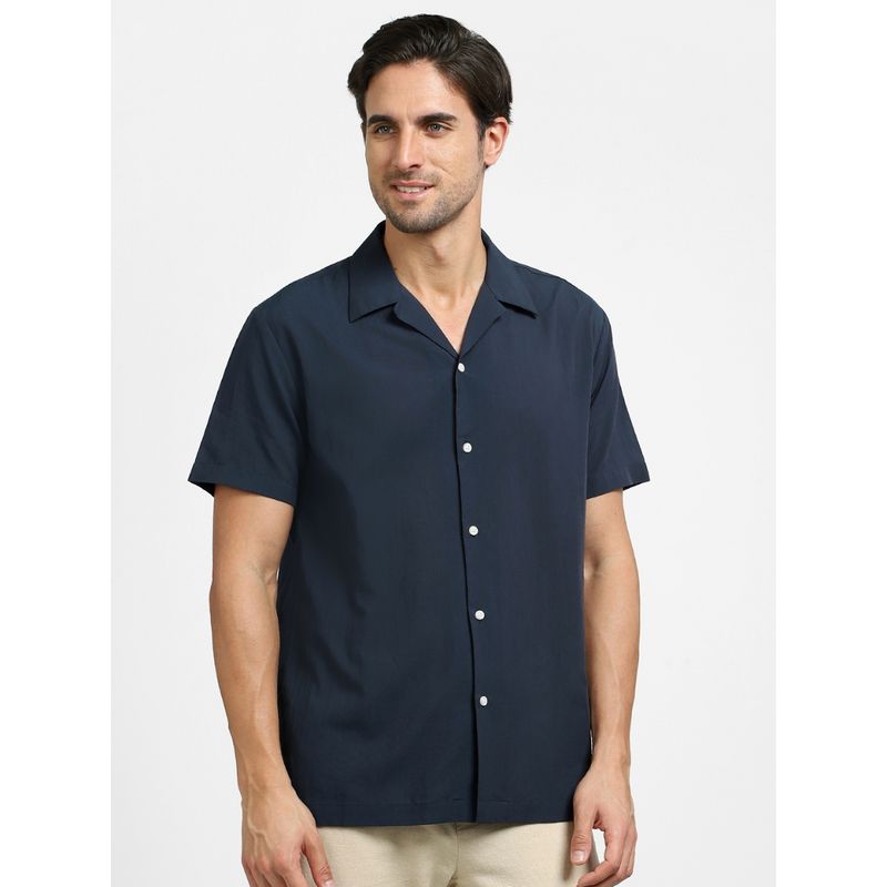 Selected Solid Casual Navy Blue Shirt (L)
