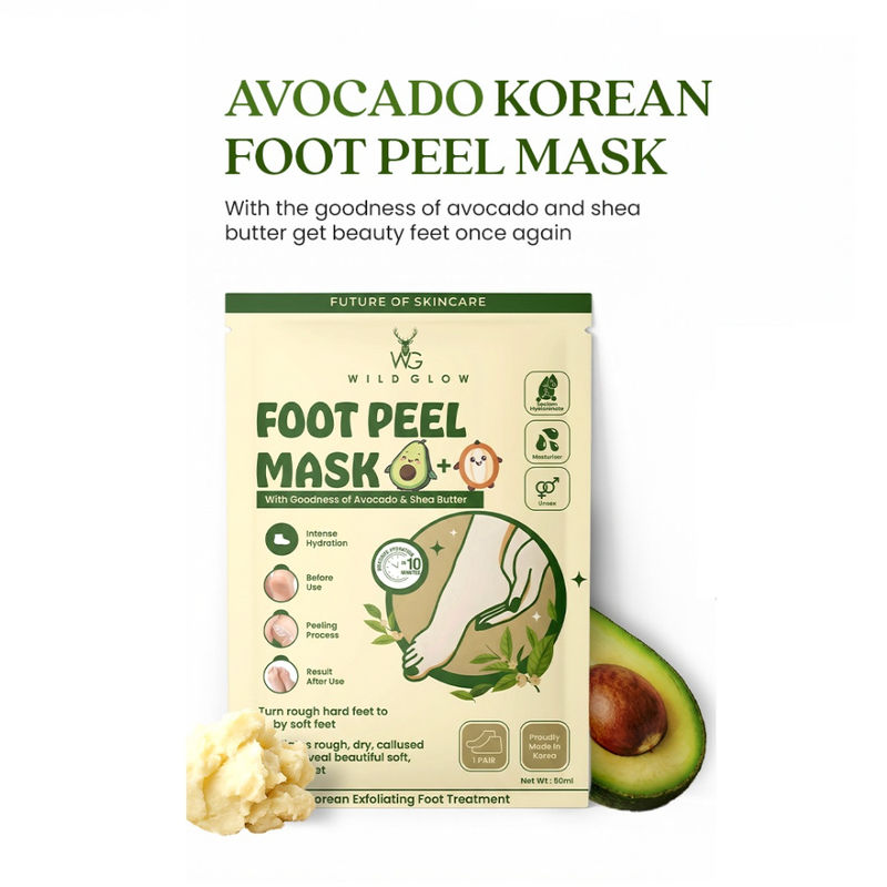 WILDGLOW Korean Peeling Foot Mask With Avocado & Shea Butter