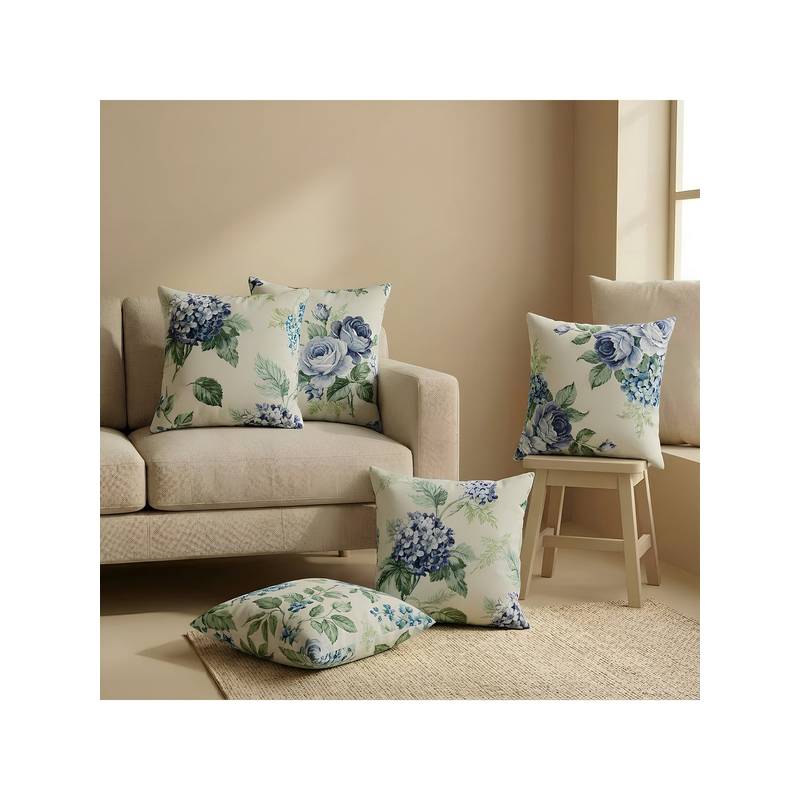 The Home Story Off White Bloom Cotton Cushion Covers (Pack of 5) (12x12)