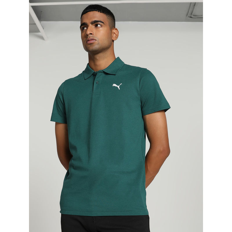 Puma Essentials Logo Mens Green Polo T-Shirt (M)