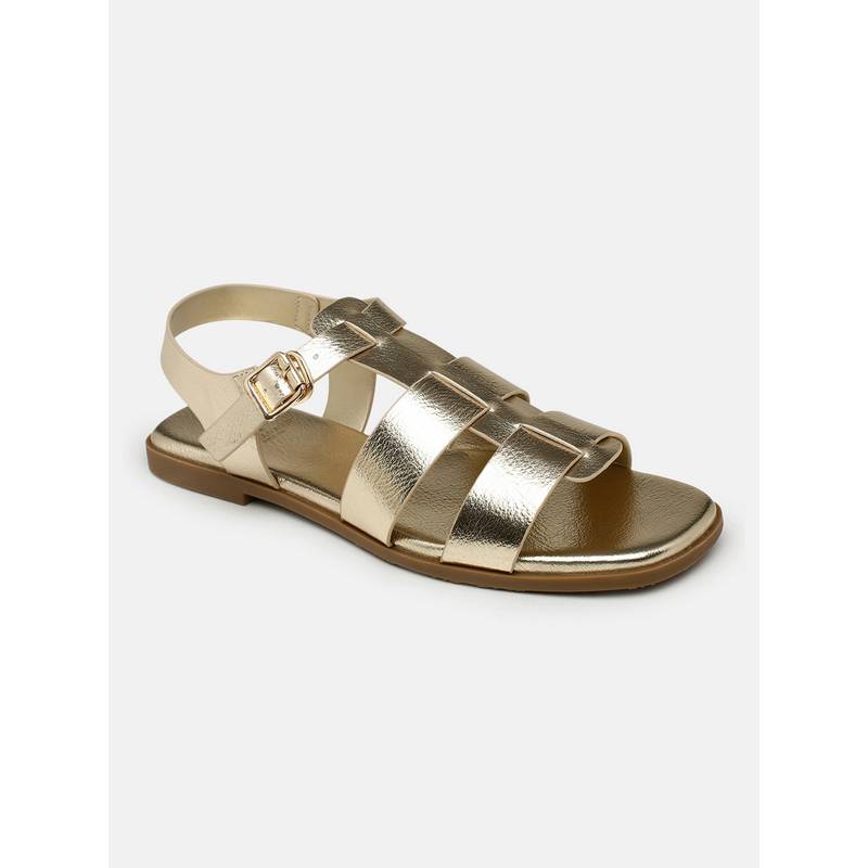 U.S. POLO ASSN. Women Edrien Gold Sandals (UK 4)