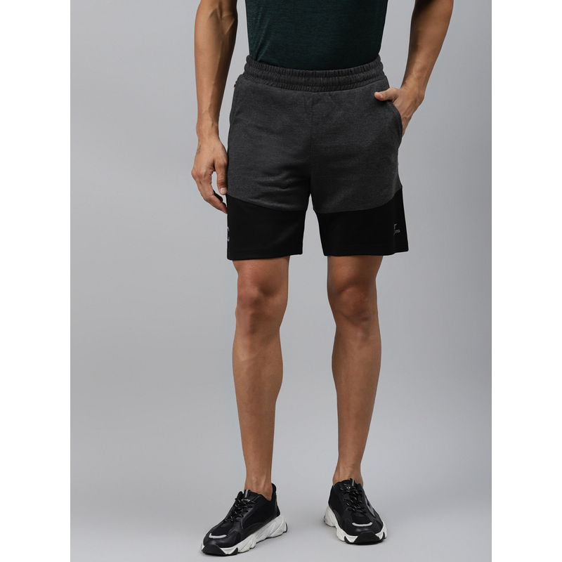 Alcis Men Black Solid Slim Fit Sports Shorts (L)