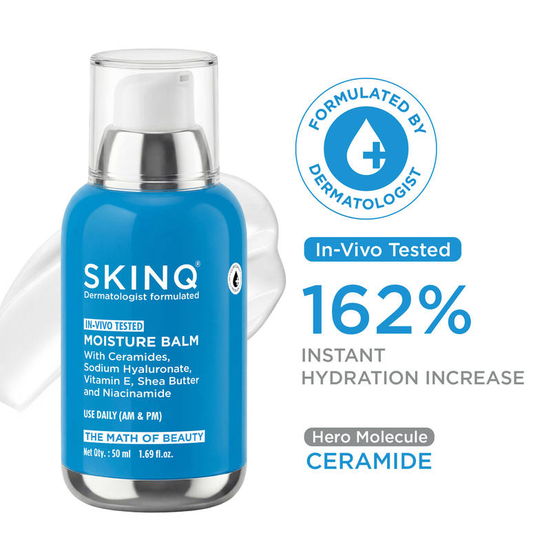 SKINQ Ceramide Moisturiser for Dry, Dehydrated Skin, 72-Hour Hydration, Dermat Formulated