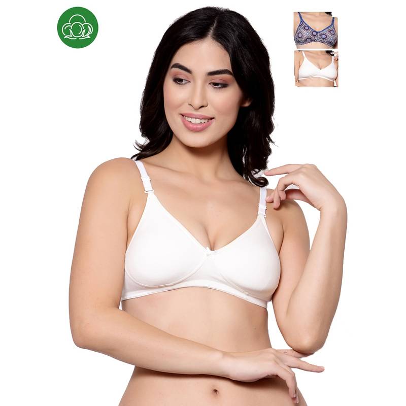 Inner Sense Organic Cotton Antimicrobial Backless Non-Padded Seamless Bra-Pack Of 3-MultiColor (32B)