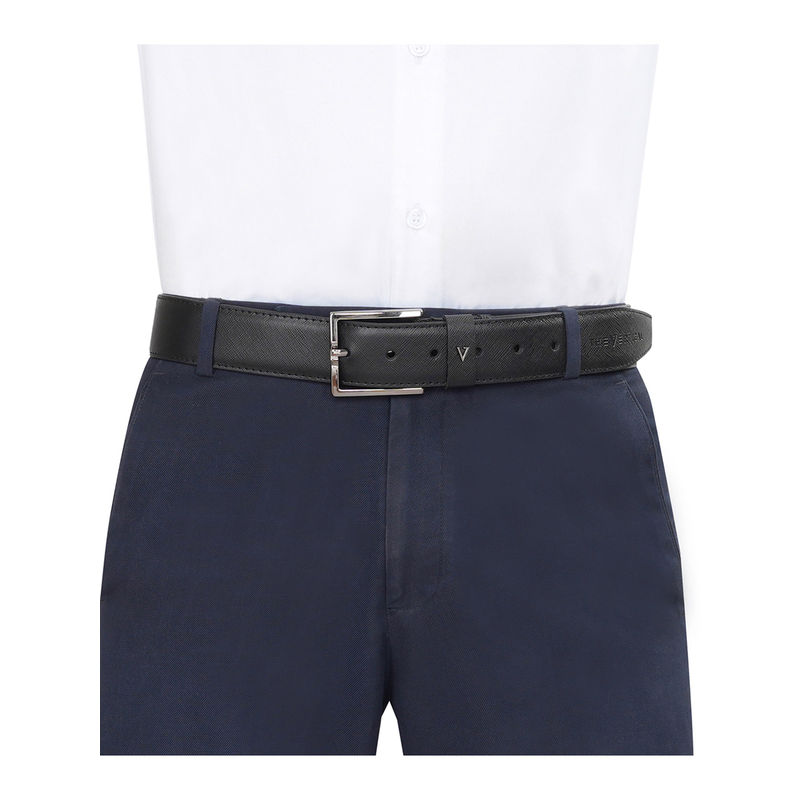 The Vertical Chania Men Leather Non Reversible Belt - Black (M)