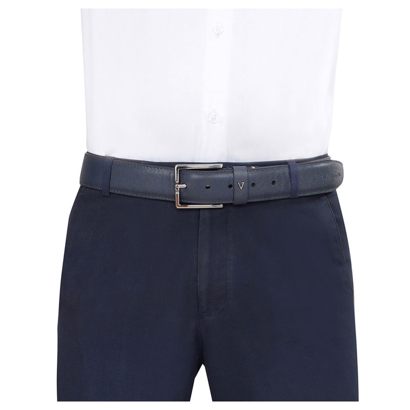 The Vertical Chania Men Leather Non Reversible Belt - Navy Blue (L)