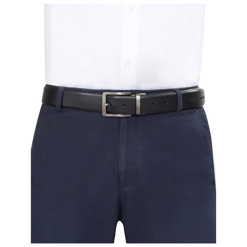 The Vertical Epirus Men Leather Reversible Belt - Black & Tan (M)