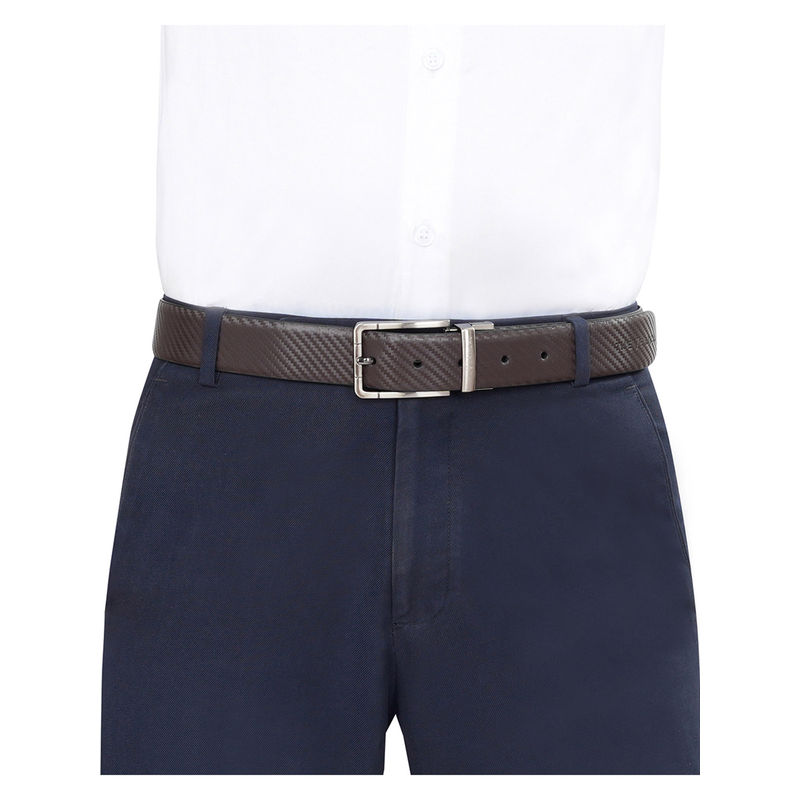 The Vertical Athens Men Leather Reversible Belt - Wine & Grey (S)