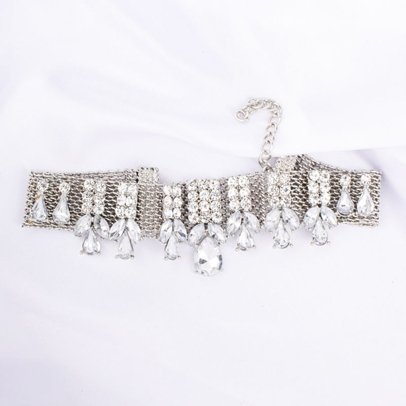 Ferosh Daniela Silver Crystal Statement Choker Necklace: Buy Ferosh ...