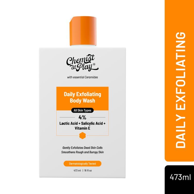 Chemist At Play Exfoliating Body Wash With 4% Lactic Acid + Salicylic Acid & Vitamin E For Dry- Rough & Bumpy Skin