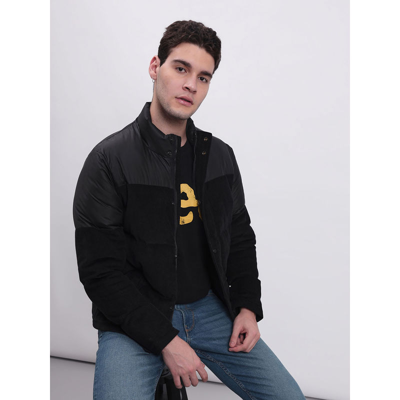 Lee Men Solid Black Regular Fit Jacket (XL)