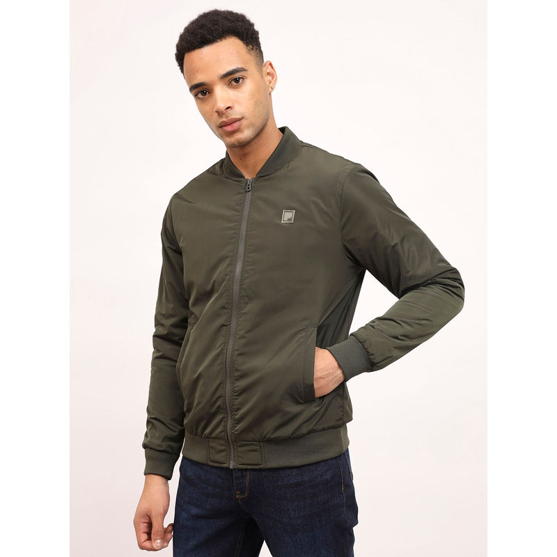 Lee Men Solid Green Relaxed Fit Jacket (M)