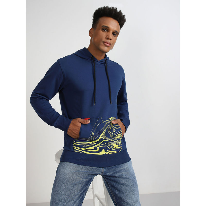 Lee Mens Graphic Blue Abstract Slim Hoodie (M)