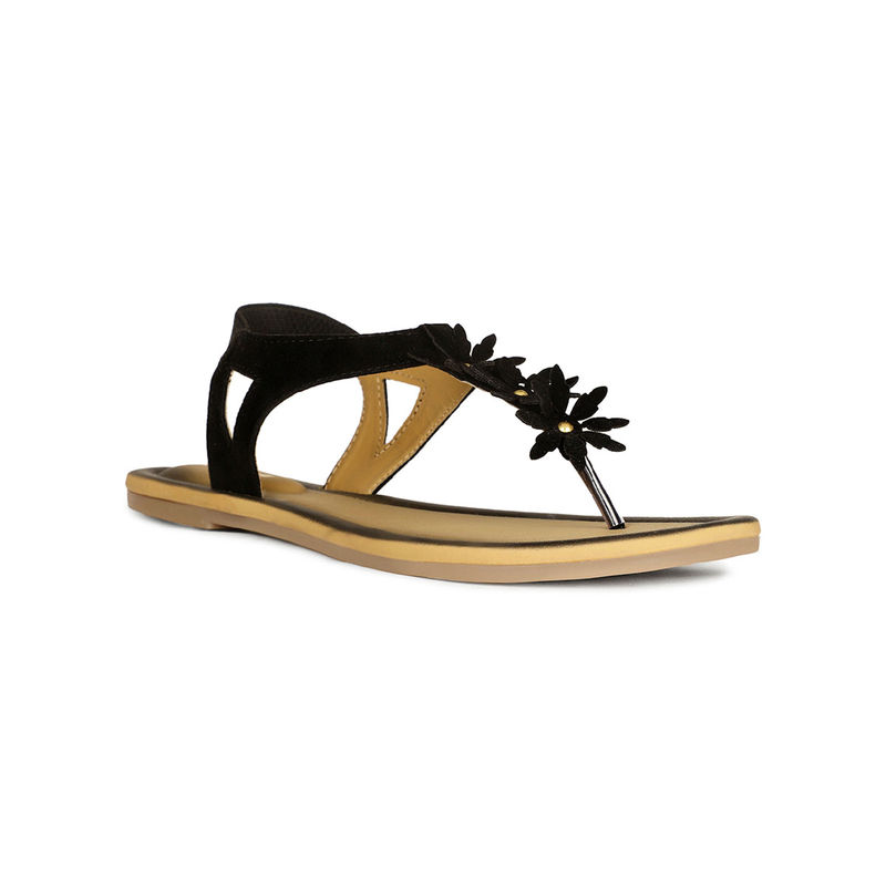 Bata Women Floral Casual Flats- Black (UK 3)