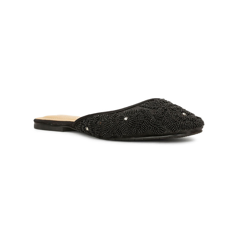 Marie Claire Women Embellished Slip-On Mules- Black (UK 3)