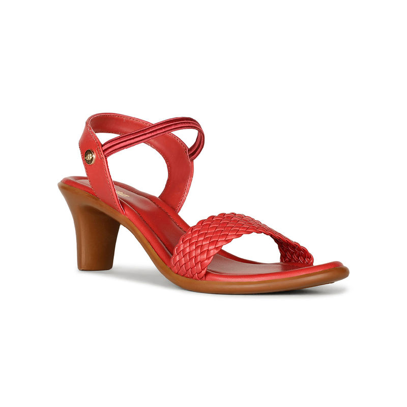 Bata Women Slip-On Self- Design Heels- Red (UK 4)