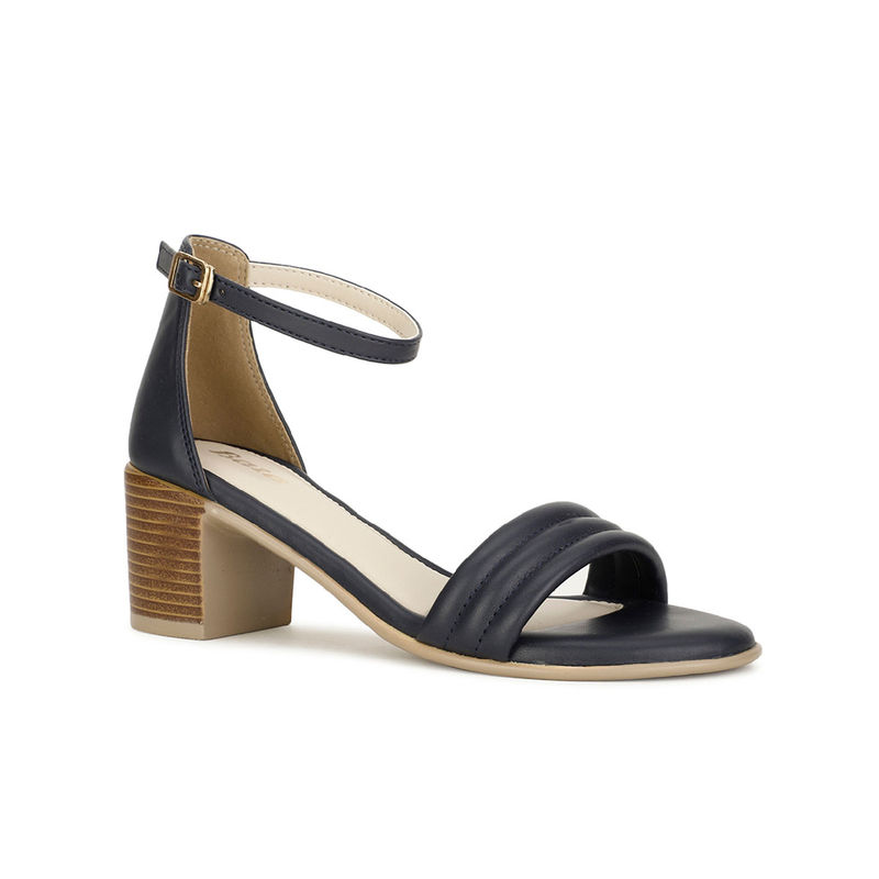 Bata Women Buckle Self- Design Heels- Blue (UK 4)