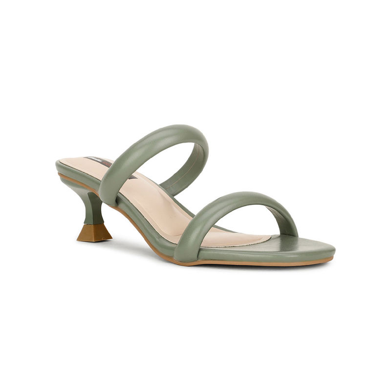 Bata Women Slip-On Solid Heels- Green (UK 7)
