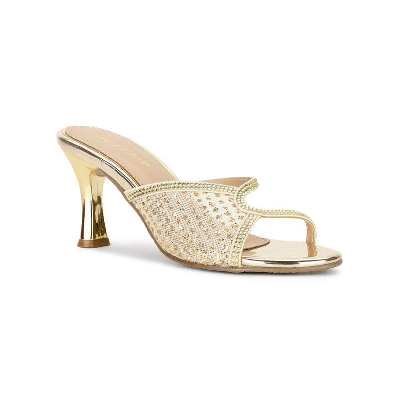 Marie Claire Women Slip-On Embellished Heels- Gold (UK 6)