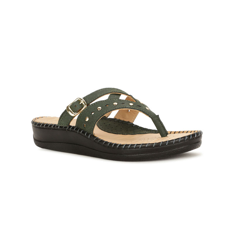 Scholl Women Casual Platform Heel Sandals- Green (UK 6)