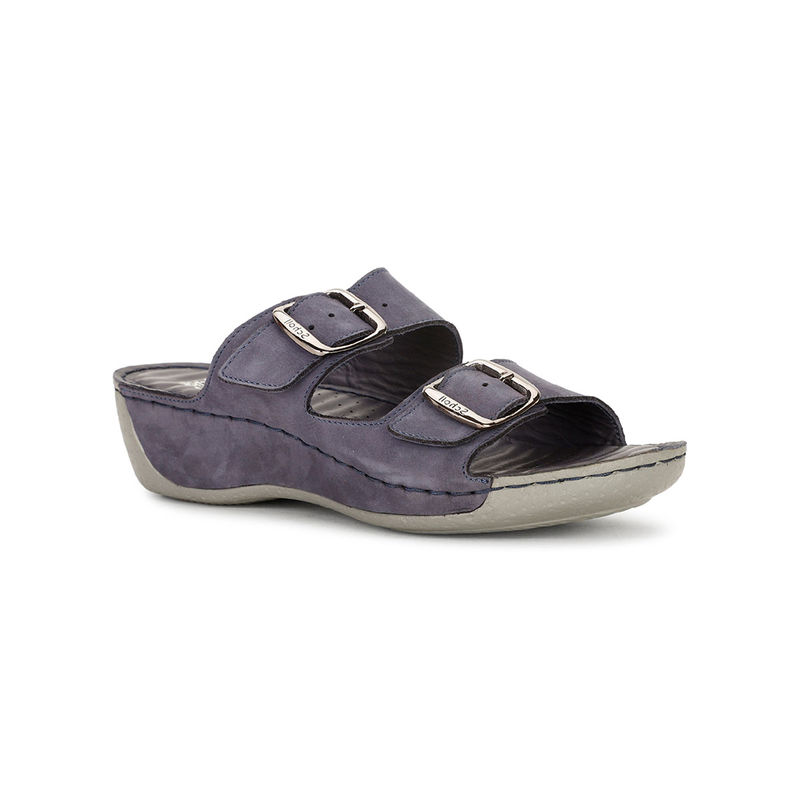 Scholl Textured Women Casual Platform Heel Sandals- Blue (UK 4)