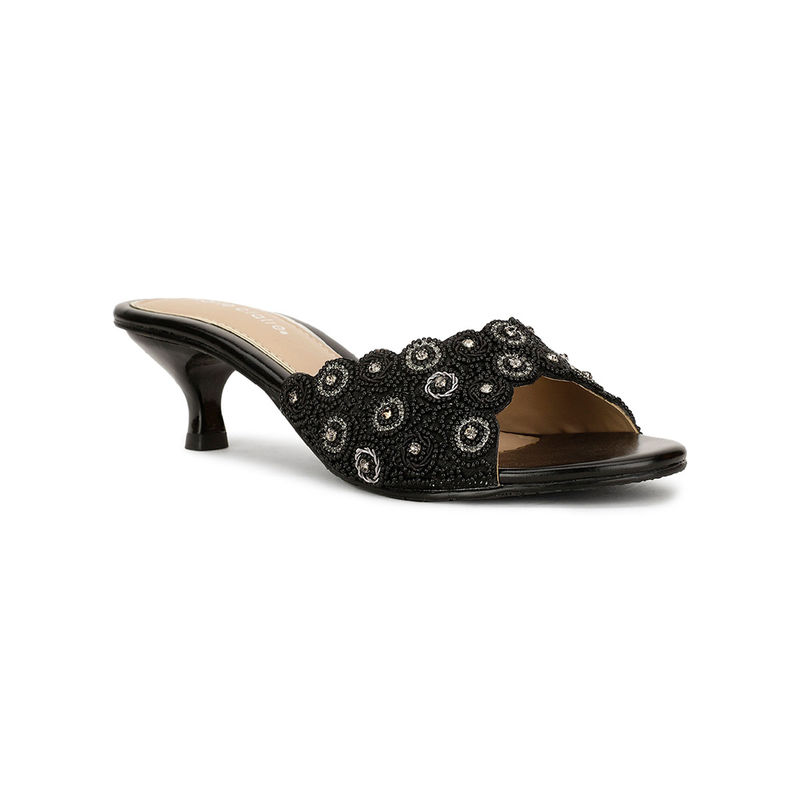 Marie Claire Women Slip-On Embellished Heels- Black (UK 3)
