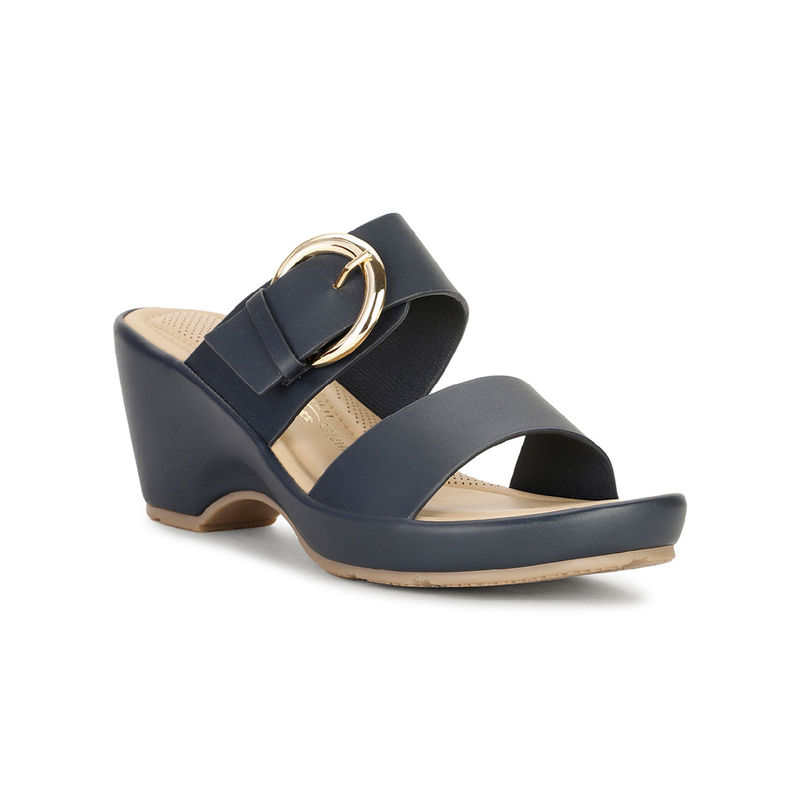 Bata Women Buckle Solid Wedges Blue Buy Bata Women Buckle Solid