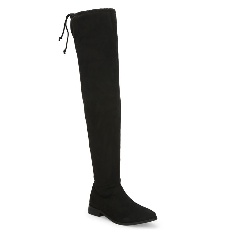 Truffle Collection Black Suede Thigh High Boots - UK 4