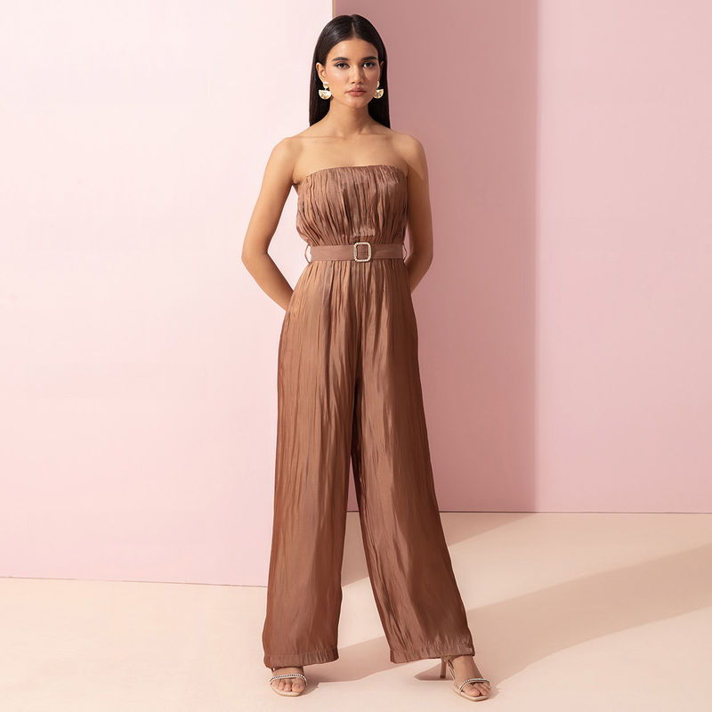 RSVP by Nykaa Fashion Brown Topped With Sass Jumpsuit (L)