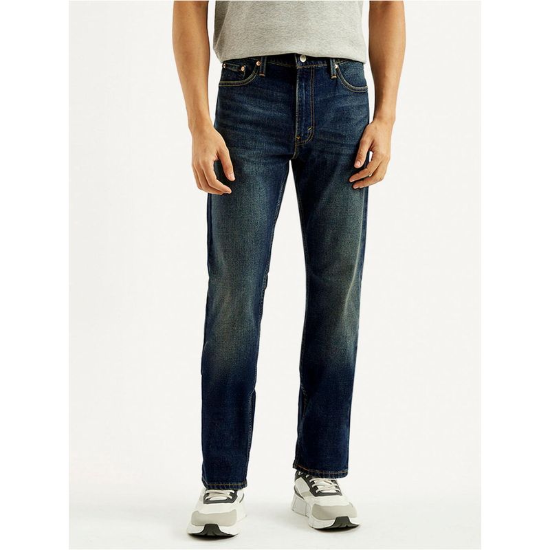Levi's Mens 513 Dark-Blue Slim Straight Fit Mid Rise Jeans (34)
