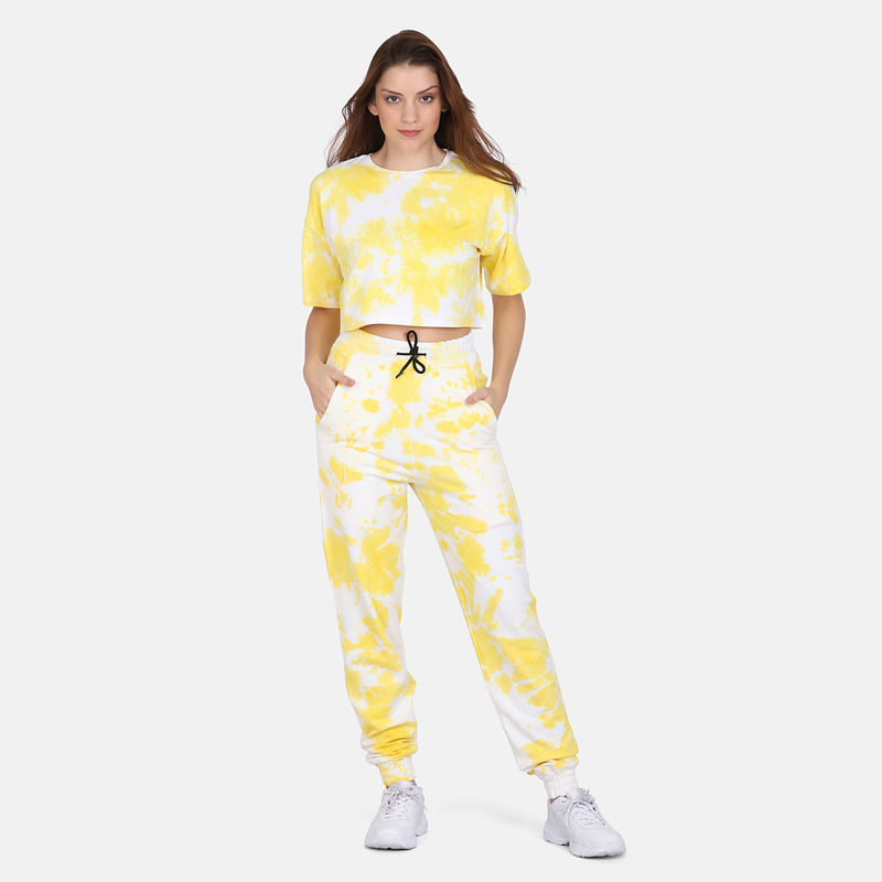 Aesthetic Bodies Tie Dye Co Ords Set Jogger - Yellow (S)