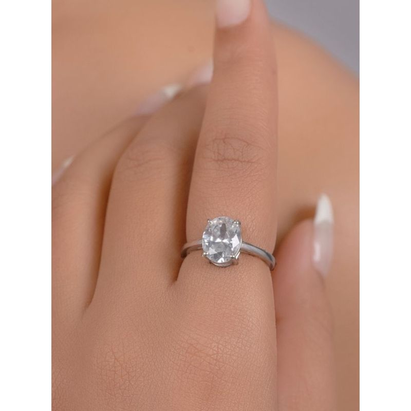 Margento Jewels 925 Sterling Silver Swarovski Zirconia Oval Prong Setting Ring (6)