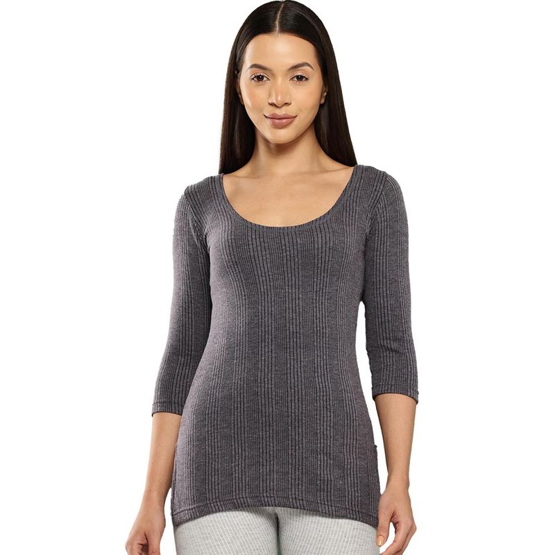 Leading Lady Women Black Cotton-Poly Thermal Tops (S)