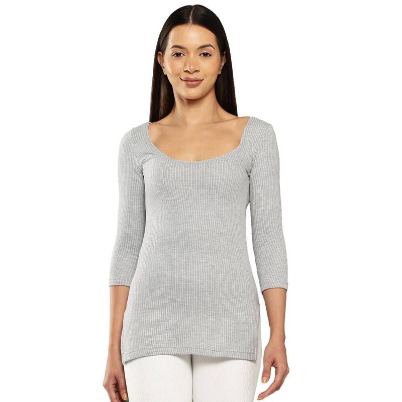 Leading Lady Women Grey Cotton-Poly Thermal Tops (S)