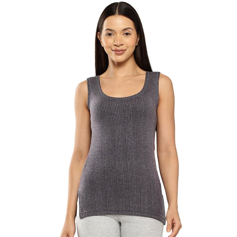 Leading Lady Women Black Cotton-Poly Sleeveless Thermal Tops (S)
