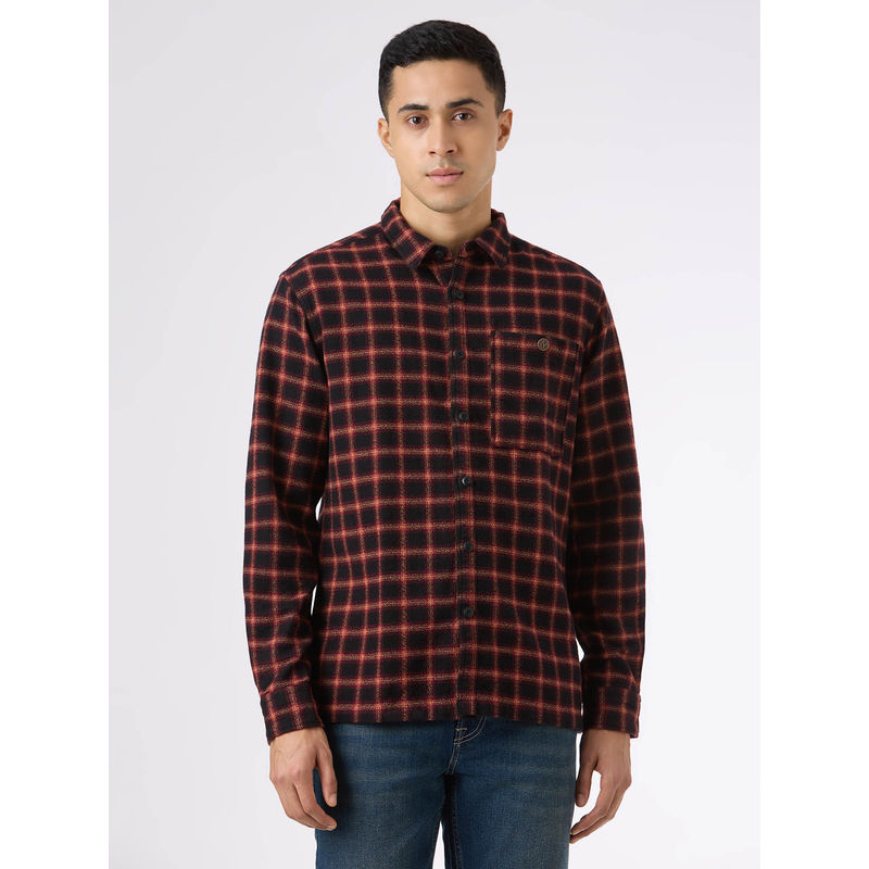 Pepe Jeans Men Red Check Full Sleeve Casual Shirt (XL)